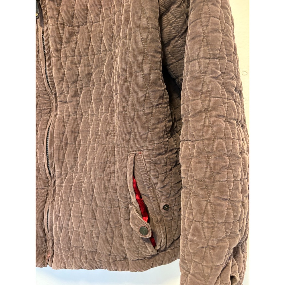 Vintage Pacific Trail Brown Quilted Corduroy Jacket Red Lining Womens XL